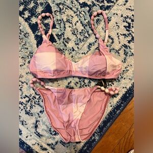 Vic Pink Beaded Bikini Set